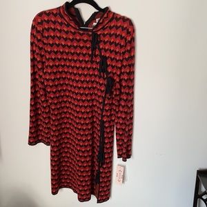 Nanette Lepore red black orange diamond dress